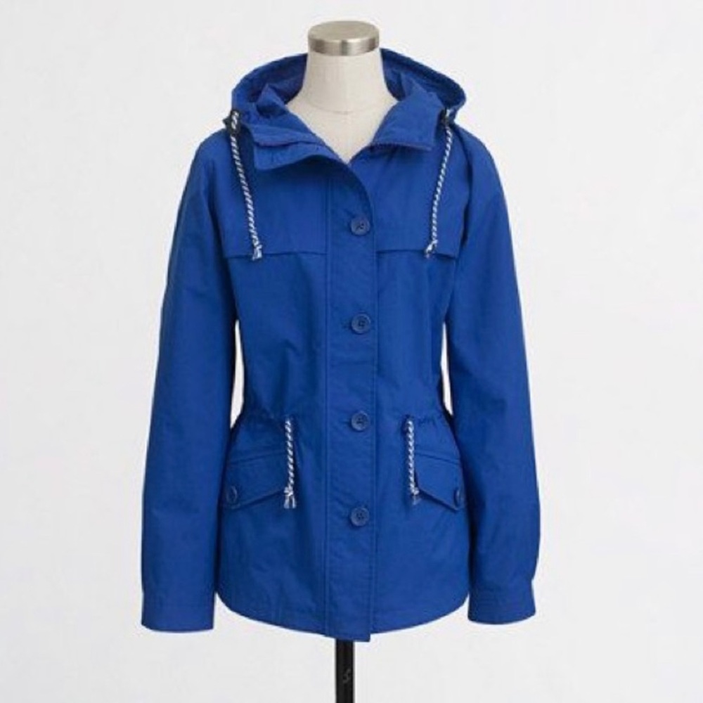 J. Crew blue anorak rain jacket